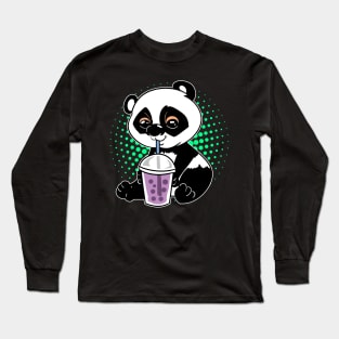 Panda Kawaii Anime Bubble Tea Boba Long Sleeve T-Shirt